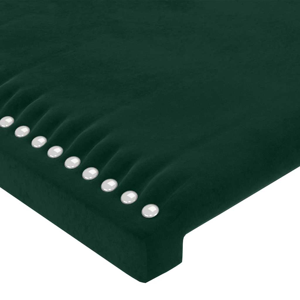 vidaXL Zagłówek do łóżka z LED, ciemnozielony, 200x5x118/128 cm