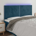 vidaXL Zagłówek do łóżka z LED, ciemnoniebieski, 200x5x118/128 cm
