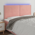 vidaXL Zagłówek do łóżka z LED, różowy, 200x5x118/128 cm, aksamit