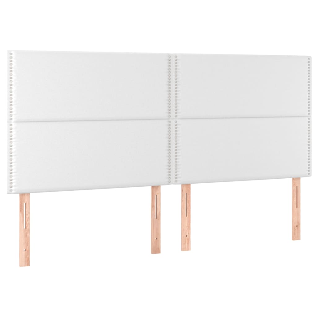 vidaXL Zagłówek do łóżka, biały, 200x5x118/128 cm, sztuczna skóra