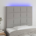 vidaXL Zagłówek do łóżka z LED, jasnoszary, 90x5x118/128 cm, tkanina