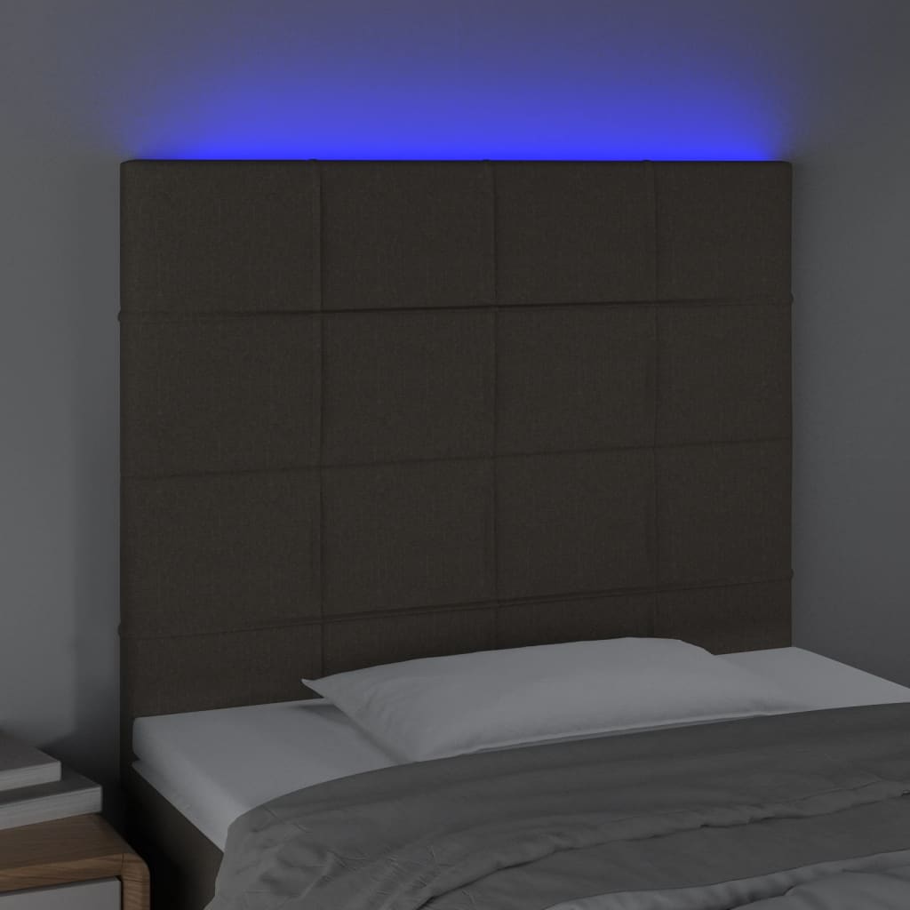 vidaXL Zagłówek do łóżka z LED, taupe, 90x5x118/128 cm, tkanina