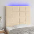 vidaXL Zagłówek do łóżka z LED, kremowy, 90x5x118/128 cm, tkanina