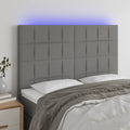 vidaXL Zagłówek do łóżka z LED, ciemnoszary, 144x5x118/128 cm, tkanina