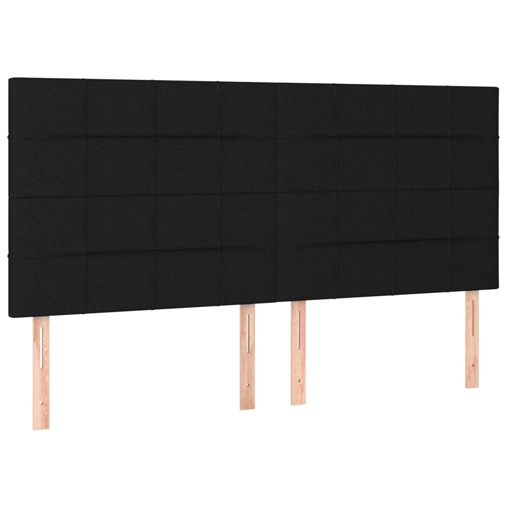 vidaXL Zagłówek do łóżka z LED, czarny, 160x5x118/128 cm, tkanina