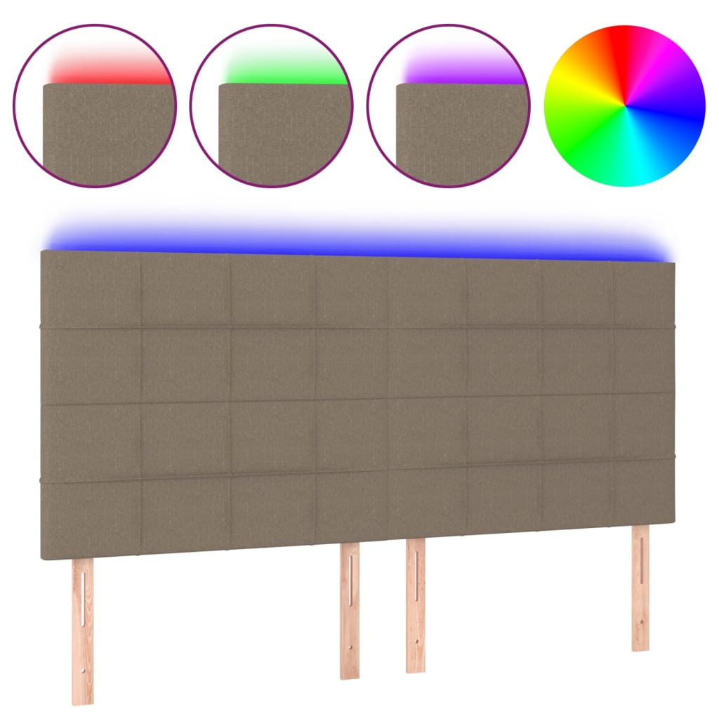 vidaXL Zagłówek do łóżka z LED, taupe, 160x5x118/128 cm, tkanina