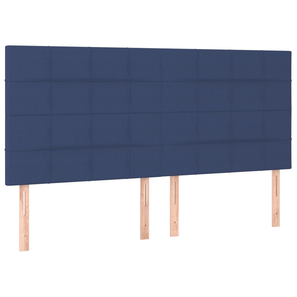 vidaXL Zagłówek do łóżka z LED, niebieski, 200x5x118/128 cm, tkanina