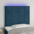 vidaXL Zagłówek do łóżka z LED, ciemnoniebieski, 80x5x118/128 cm