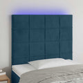 vidaXL Zagłówek do łóżka z LED ciemnoniebieski, 90x5x118/128 cm