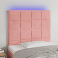 vidaXL Zagłówek do łóżka z LED, różowy, 90x5x118/128 cm, aksamit