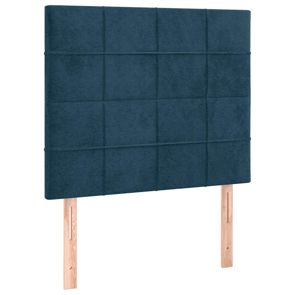 vidaXL Zagłówek do łóżka z LED, ciemnoniebieski, 100x5x118/128 cm