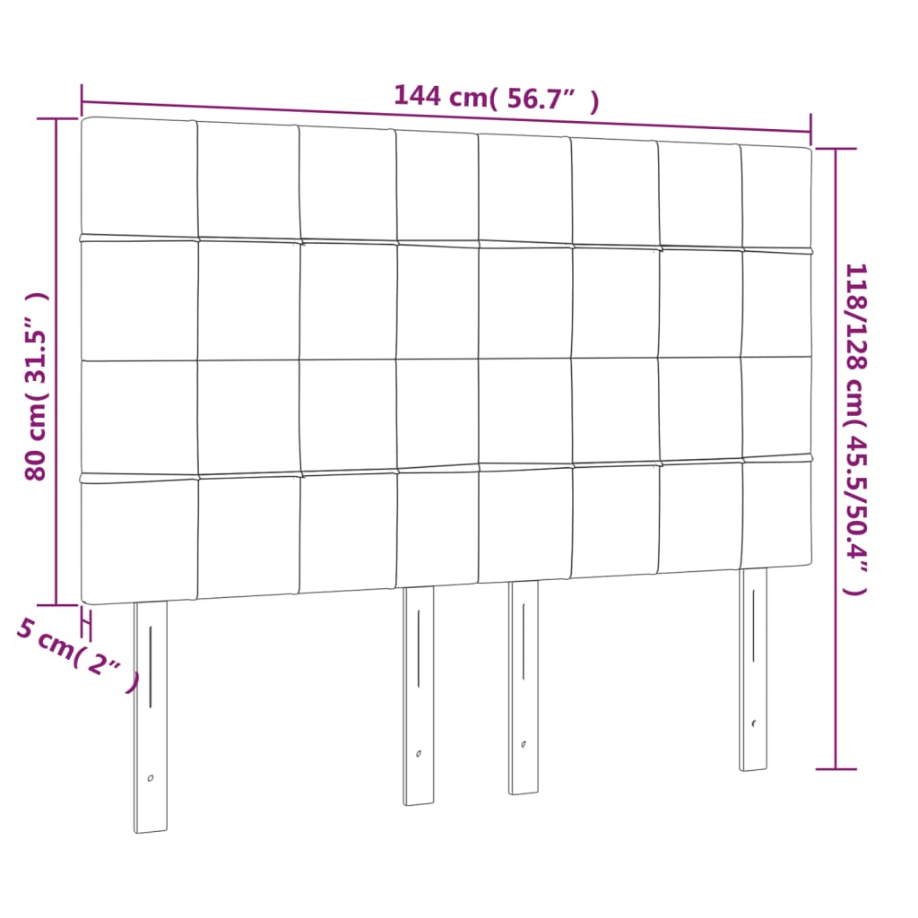 vidaXL Zagłówek do łóżka z LED, jasnoszary, 144x5x118/128 cm, aksamit