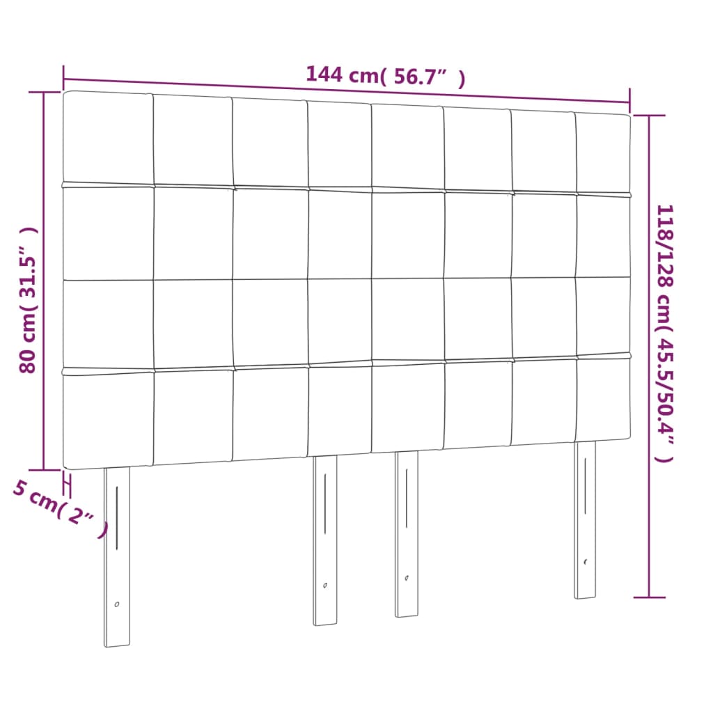 vidaXL Zagłówek do łóżka z LED, czarny, 144x5x118/128 cm, aksamit