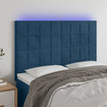 vidaXL Zagłówek do łóżka z LED ciemnoniebieski, 144x5x118/128 cm
