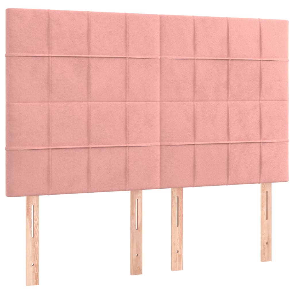 vidaXL Zagłówek do łóżka z LED, różowy, 144x5x118/128 cm, aksamit