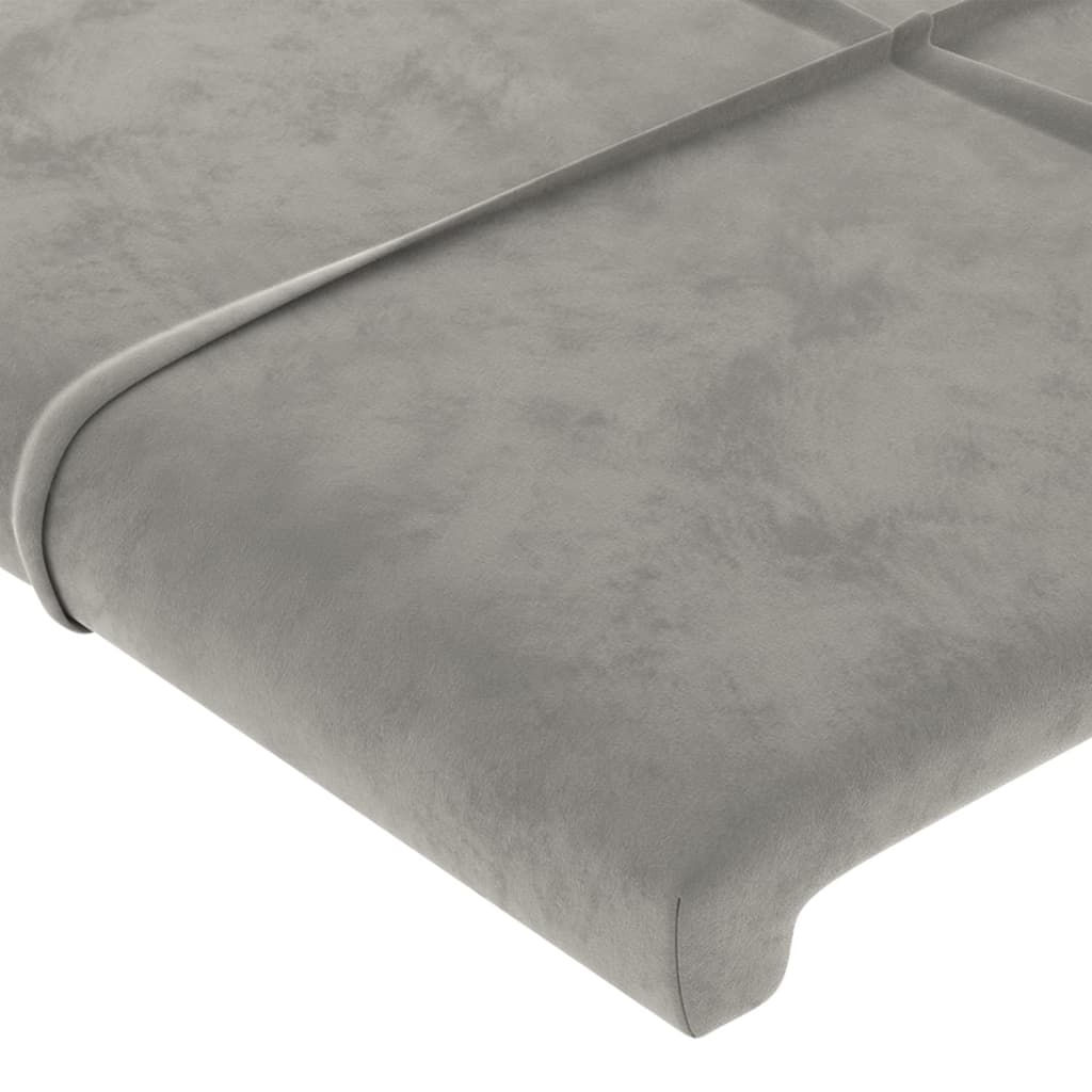 vidaXL Zagłówek do łóżka z LED, jasnoszary, 160x5x118/128 cm, aksamit