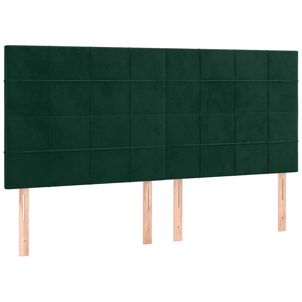 vidaXL Zagłówek do łóżka z LED, ciemnozielony, 160x5x118/128 cm
