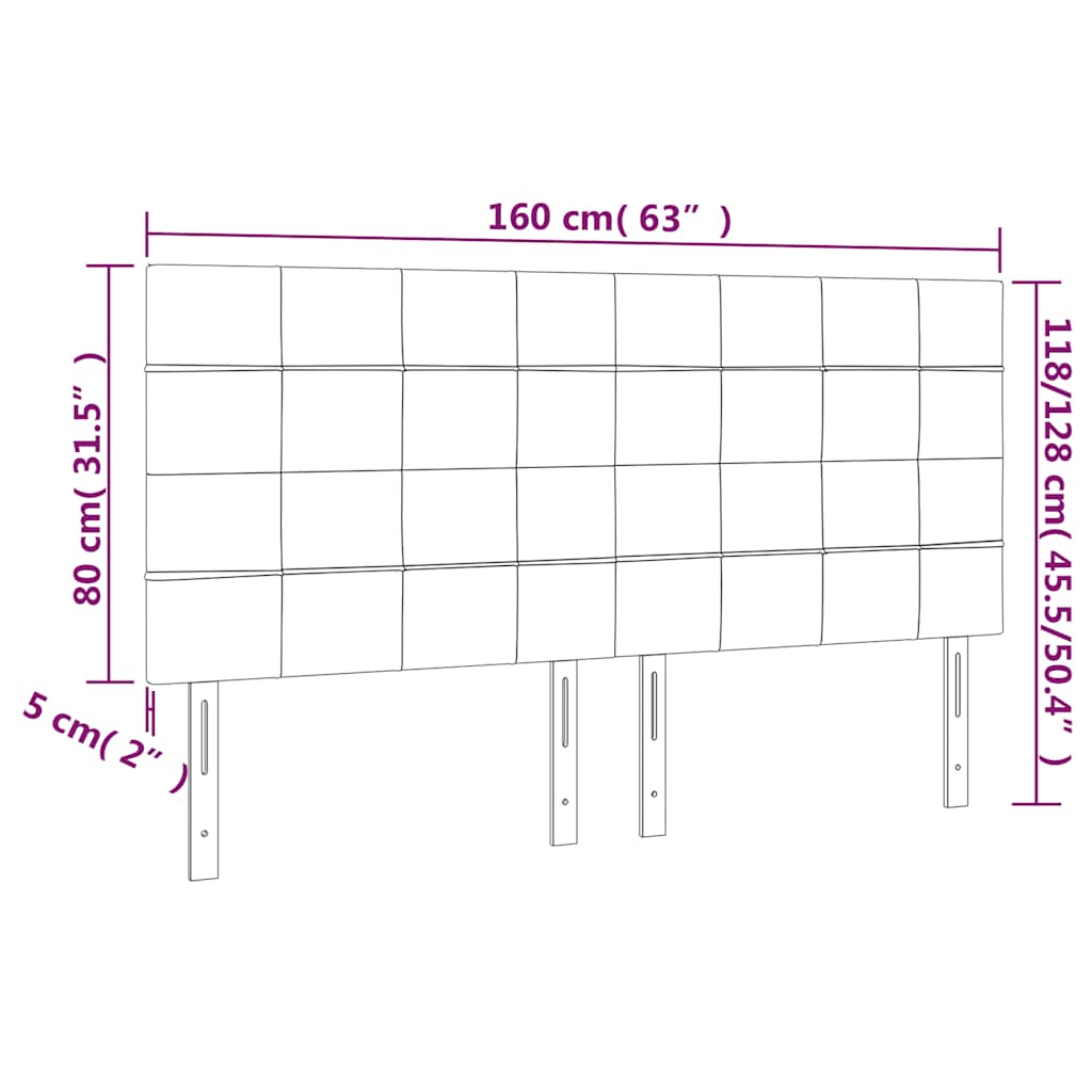 vidaXL Zagłówek do łóżka z LED, ciemnozielony, 160x5x118/128 cm