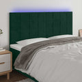 vidaXL Zagłówek do łóżka z LED, ciemnozielony, 160x5x118/128 cm