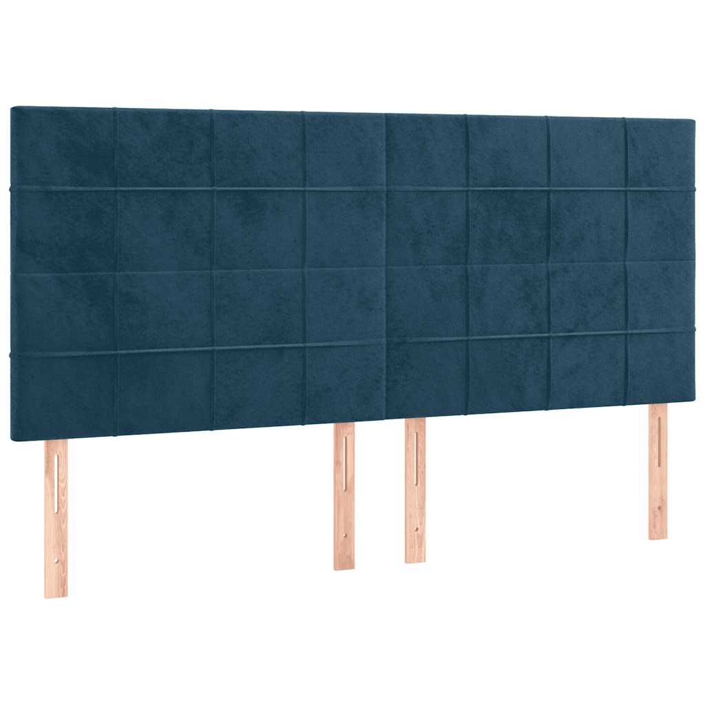 vidaXL Zagłówek do łóżka z LED, ciemnoniebieski, 160x5x118/128 cm