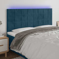 vidaXL Zagłówek do łóżka z LED, ciemnoniebieski, 180x5x118/128 cm