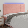vidaXL Zagłówek do łóżka z LED, różowy, 180x5x118/128 cm, aksamit