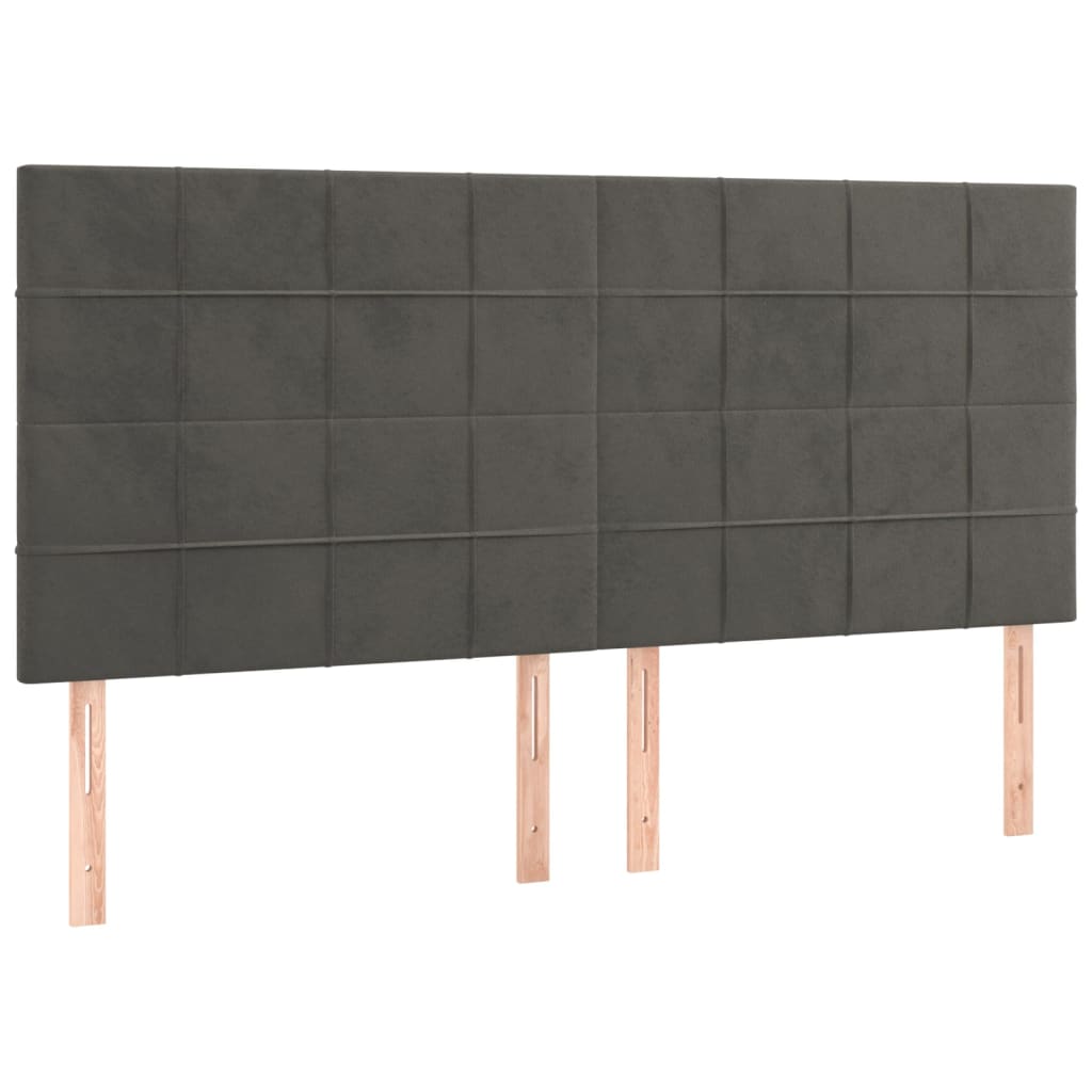 vidaXL Zagłówek do łóżka z LED, ciemnoszary, 200x5x118/128 cm, aksamit