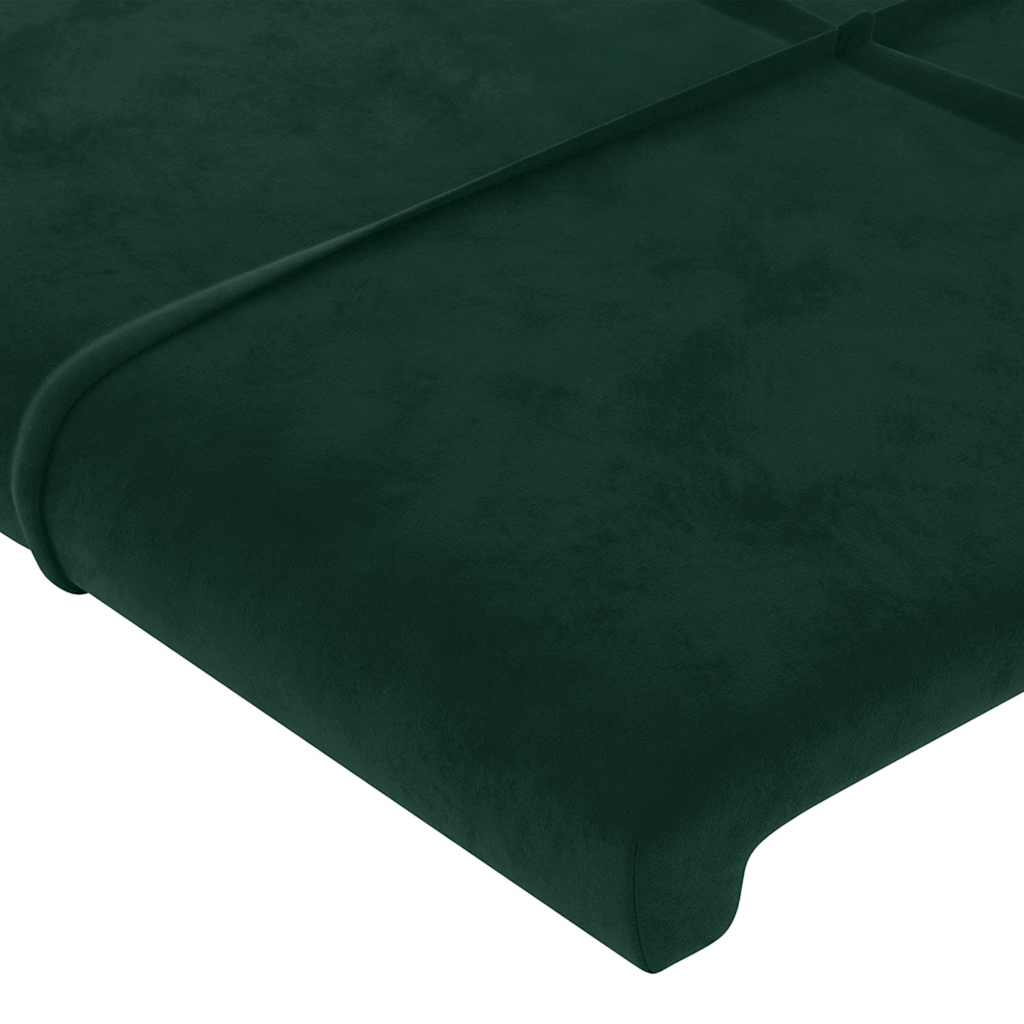vidaXL Zagłówek do łóżka z LED, ciemnozielony, 200x5x118/128 cm