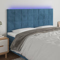 vidaXL Zagłówek do łóżka z LED, ciemnoniebieski, 200x5x118/128 cm