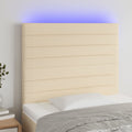 vidaXL Zagłówek do łóżka z LED, kremowy, 100x5x118/128 cm, tkanina