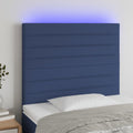 vidaXL Zagłówek do łóżka z LED, niebieski, 100x5x118/128 cm, tkanina