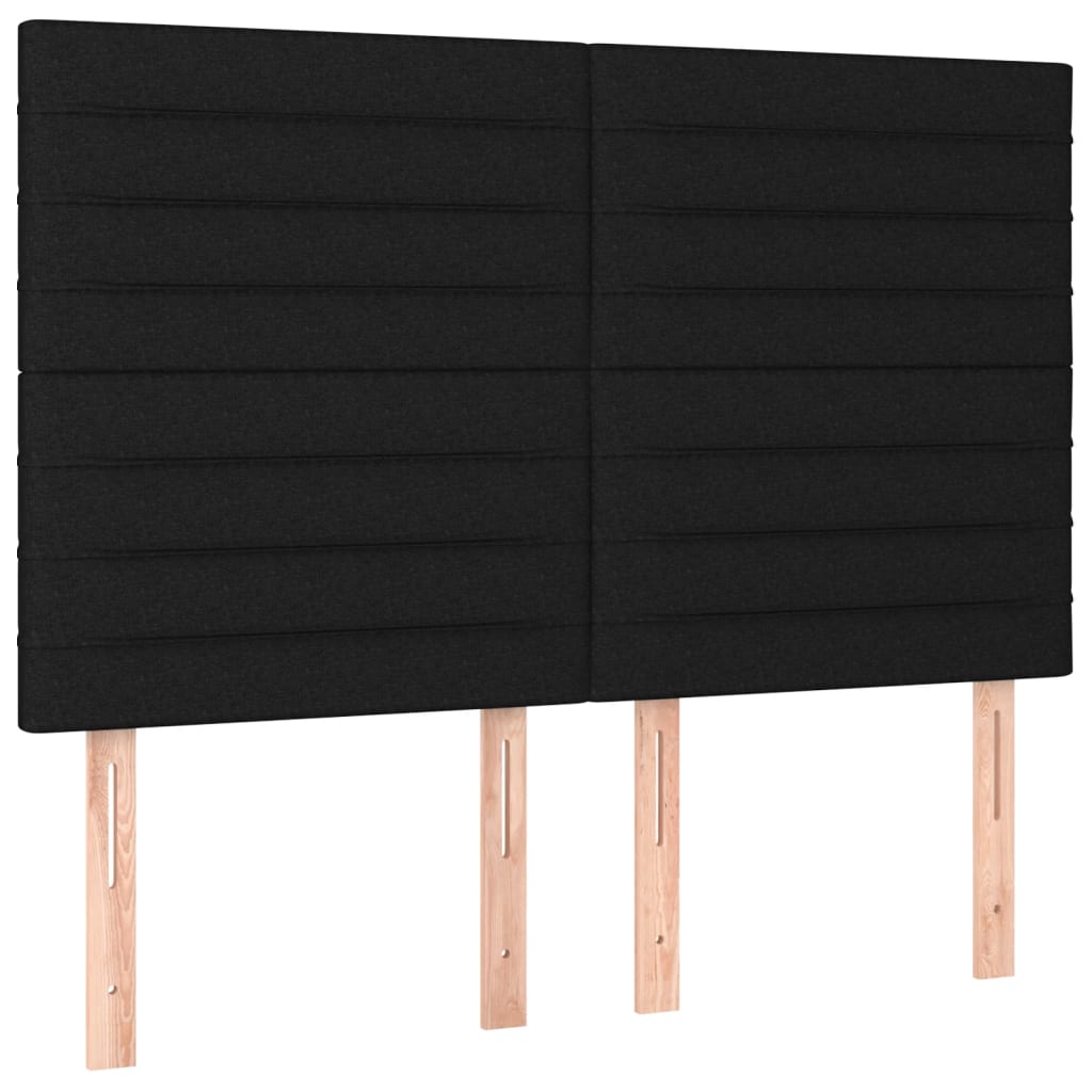 vidaXL Zagłówek do łóżka z LED, czarny, 144x5x118/128 cm, tkanina