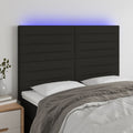 vidaXL Zagłówek do łóżka z LED, czarny, 144x5x118/128 cm, tkanina
