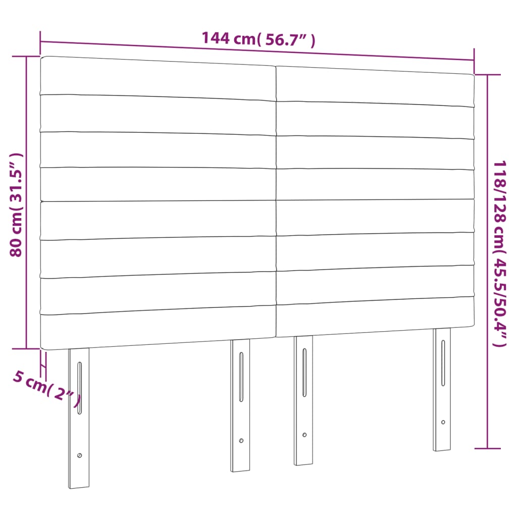 vidaXL Zagłówek do łóżka z LED, taupe, 144x5x118/128 cm, tkanina