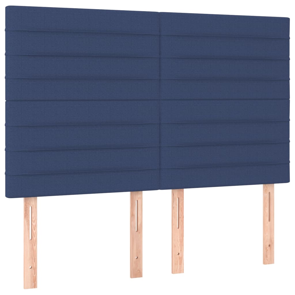 vidaXL Zagłówek do łóżka z LED, niebieski, 144x5x118/128 cm, tkanina