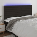 vidaXL Zagłówek do łóżka z LED, czarny, 160x5x118/128 cm, tkanina