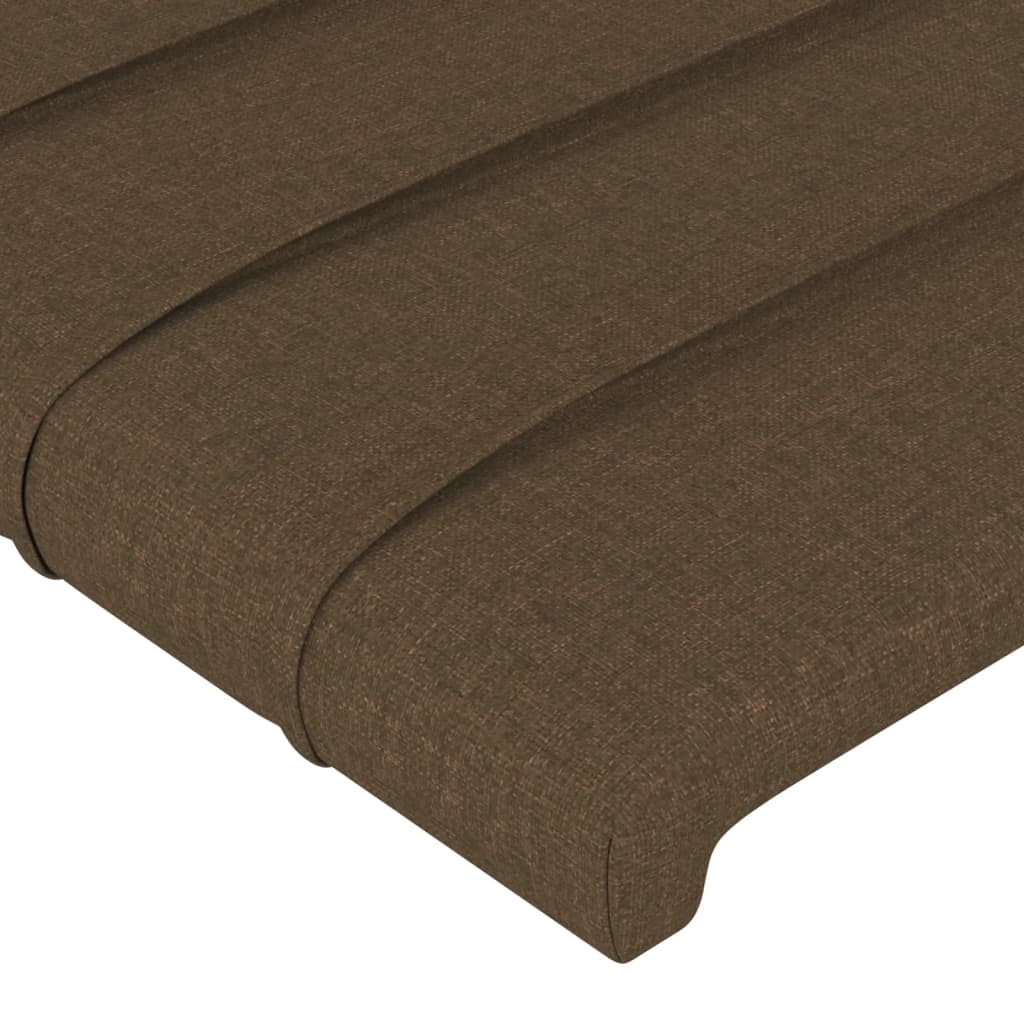 vidaXL Zagłówek do łóżka z LED ciemnobrązowy 160x5x118/128 cm tkanina