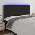 vidaXL Zagłówek do łóżka z LED, czarny, 180x5x118/128 cm, tkanina