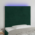 vidaXL Zagłówek do łóżka z LED, ciemnozielony, 80x5x118/128cm, aksamit