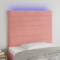 vidaXL Zagłówek do łóżka z LED, różowy, 80x5x118/128 cm, aksamit