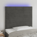 vidaXL Zagłówek do łóżka z LED, ciemnoszary, 90x5x118/128 cm, aksamit