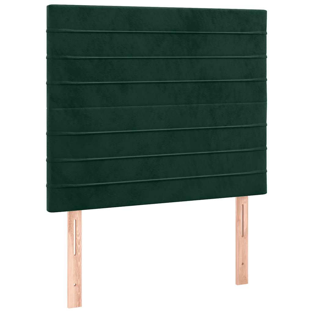 vidaXL Zagłówek do łóżka z LED, ciemnozielony, 100x5x118/128 cm