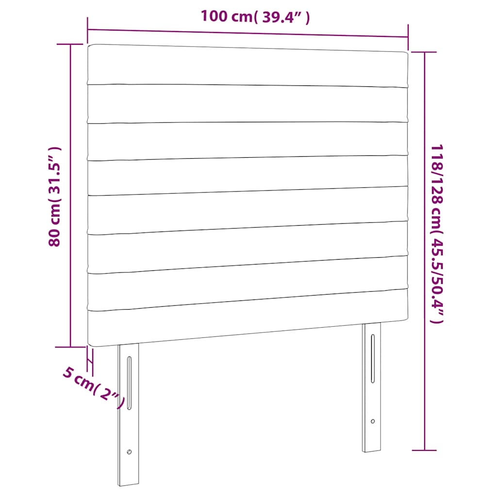 vidaXL Zagłówek do łóżka z LED, ciemnozielony, 100x5x118/128 cm