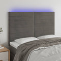 vidaXL Zagłówek do łóżka z LED, ciemnoszary, 144x5x118/128 cm, aksamit
