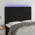 vidaXL Zagłówek do łóżka z LED, czarny, 144x5x118/128 cm, aksamit