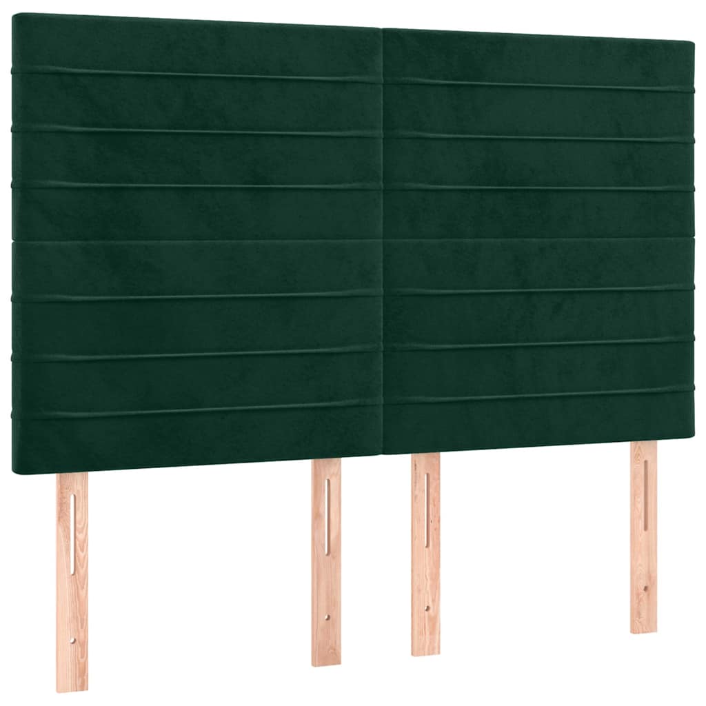 vidaXL Zagłówek do łóżka z LED, ciemnozielony, 144x5x118/128 cm