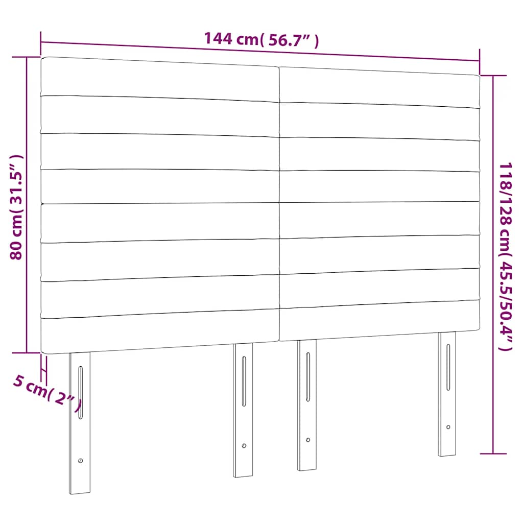 vidaXL Zagłówek do łóżka z LED, ciemnozielony, 144x5x118/128 cm