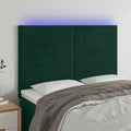 vidaXL Zagłówek do łóżka z LED, ciemnozielony, 144x5x118/128 cm