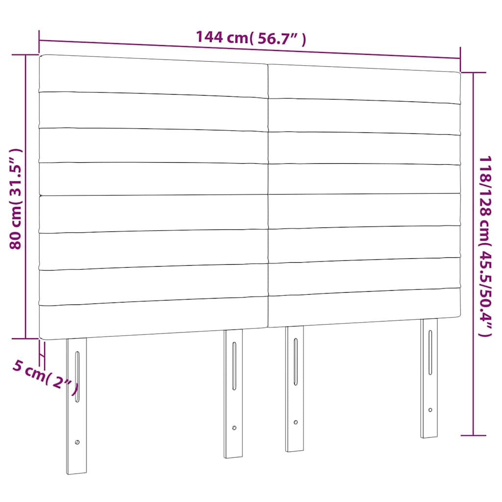 vidaXL Zagłówek do łóżka z LED ciemnoniebieski, 144x5x118/128 cm