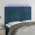 vidaXL Zagłówek do łóżka z LED ciemnoniebieski, 144x5x118/128 cm